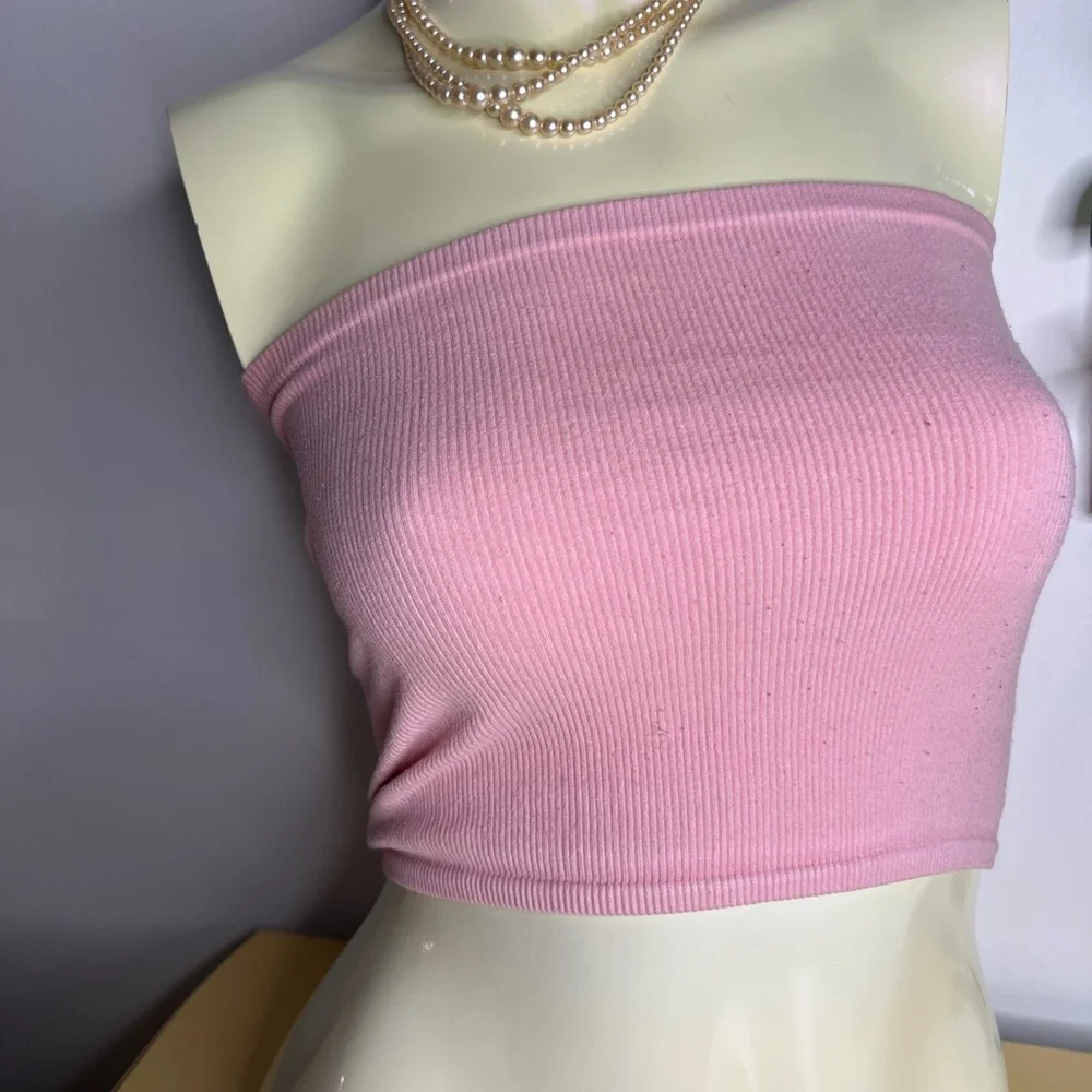 Pink Ribbed Tube Top - Picture 2 of 10